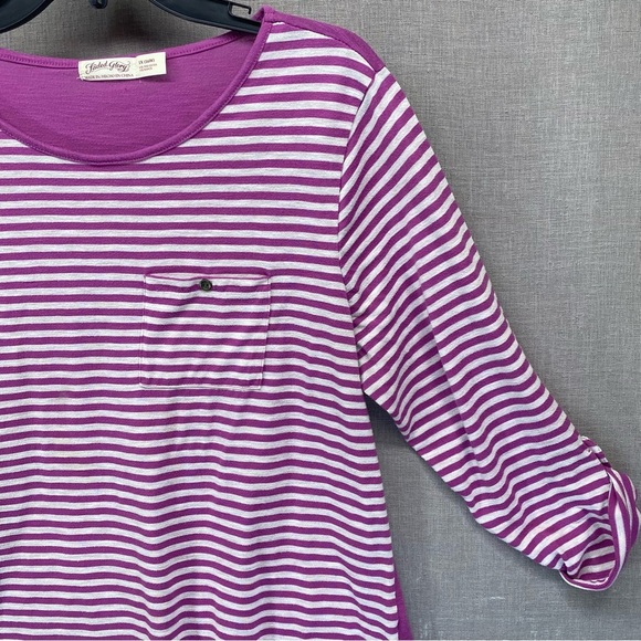 Faded Glory Long Sleeve Striped Top Purple & White Size | 1X(16W) - Picture 3 of 11